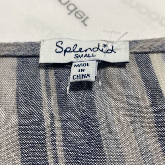 New Splendid Chambray‎ Multi Stripe Tulip Sleeve Wrap Dress Size Small - Picture 15 of 16